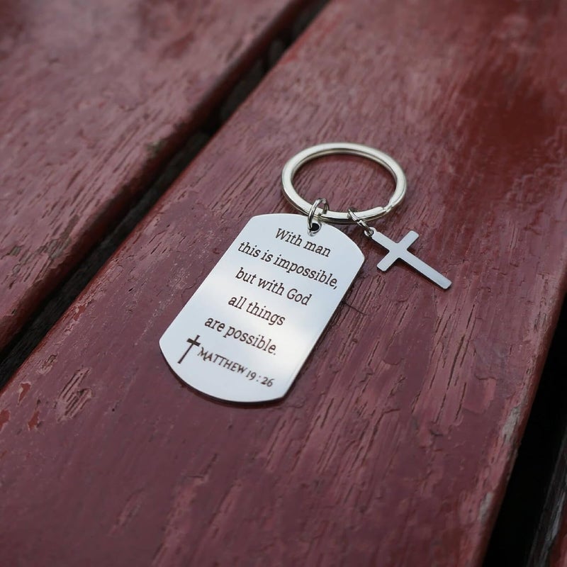 GiftYou Inspirational Scripture Metal Key Chains with Cross Pendant - Bible Verse Keychain Religious Gift for Christian - Image 4